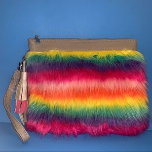 Bags - NWT furry rainbow 🌈 large wristlet or clutch Bags - NWT furry rainbow 🌈 large wristlet or clutch